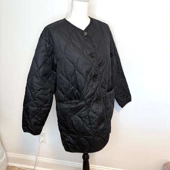 Everlane The ReNew Quilted Mid-Length Liner Jacket In Black Size Small New - Picture 6 of 15